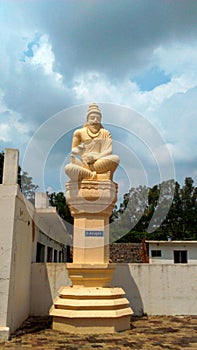 Veda Vyasa Statue on a pillar in Yoganarasimha swamy Temple, Kaivara.