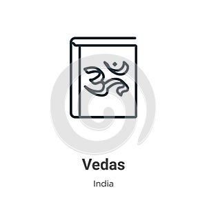 Vedas outline vector icon. Thin line black vedas icon, flat vector simple element illustration from editable india concept photo