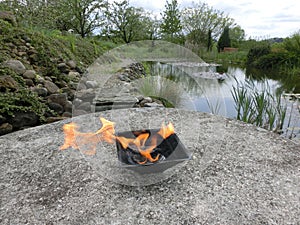 Vedic Yadjna Fire Agnihotra in Homa Hof Heiligenberg in Heiligenberg