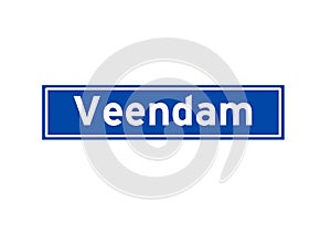 Veendam isolated Dutch place name sign. City sign from the Netherlands. photo