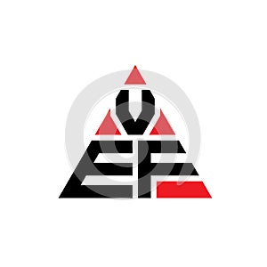 VEF triangle letter logo design with triangle shape. VEF triangle logo design monogram. VEF triangle vector logo template with red