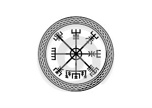 Viking Symbol Vegvisir Futhark Rune Magical Navigator Compass Meaning Art Board Print. Protective runic talisman photo