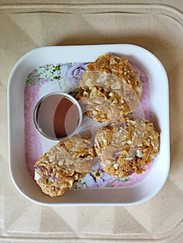 Veg cutlets in a plate. Cabbage cutlets receipe served in a plate. Indian receipe veg cutlet close up view.