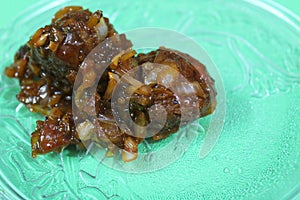 Veg Manchurian Dry kept on a plate