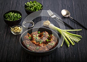 Veg manchurian served in a bowl