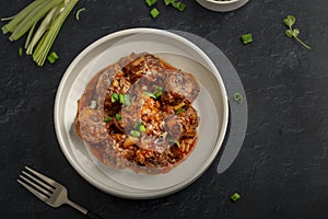 Veg manchurian served in a bowl