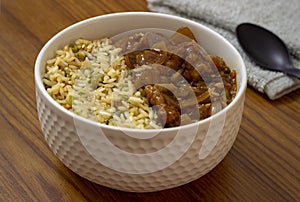 Veg Rice bowl with veg manchurian