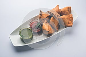 Veg Samosa is a triangle shape pakora stuffed with Aloo sabji