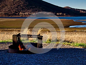 Spring Campfire on a Rocky Mountain Lake