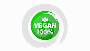 Vegan 100 Fresh healthy organic vegan food linear grunge logo labels and tags the different design and green color. Hand