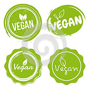 Vegan Badges set. Veggy and 100% Vegan Food. Can be used for packaging Design