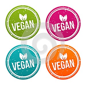 Vegan Button Set in verschiedenen Farben.
