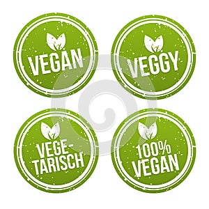 Vegan Button und Vegetarisch Banner Set.