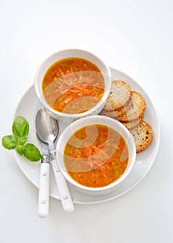 Vegan carrot red lentil soup