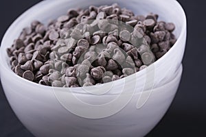 Vegan Chocolate Chips in White Bowls