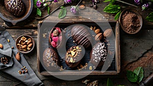 Vegan Chocolate Easter Eggs with Nuts and Fruits