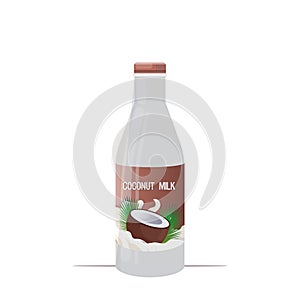 Vegan coconut plant based milk glass bottle organic dairy free natural raw vegan milk healthy cow beverage alternative