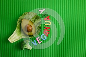 Vegan diet month in january called Veganuary. Veganuary background