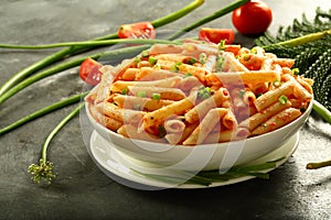 Vegan diet- - organic penne pasta with cheese