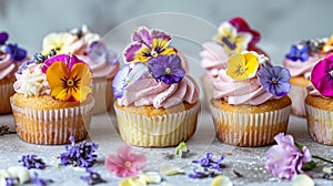 Vegan Easter Cupcakes with Edible Flower Toppings
