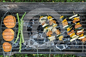 Vegan food on a barbecue