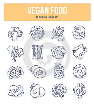 Vegan Food Doodle Icons