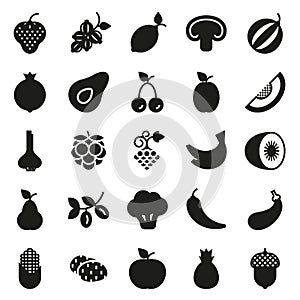 Vegan food icon set on white background