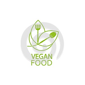 Vegan Food Logo Template design. Vegan, Detox. Healthy Food Logo