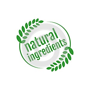 vegan food nature ingredients green leaf label stamp organic ingredients vector icon
