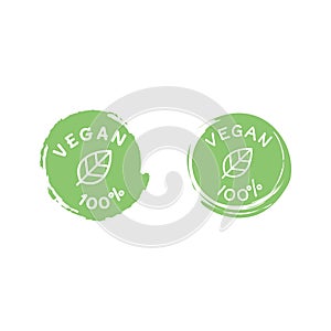 Vegan food and products vector label icon set