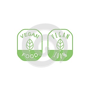 Vegan food and products vector label icon set