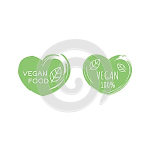 Vegan food and products vector label icon set