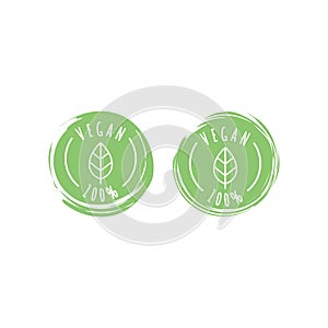 Vegan food and products vector label icon set