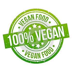 Vegan food round green grunge stamp badge