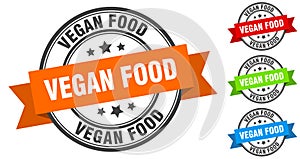 vegan food stamp. round band sign set. label