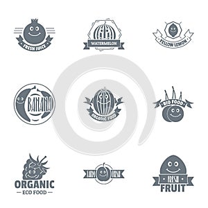 Vegan foodstuff logo set, simple style
