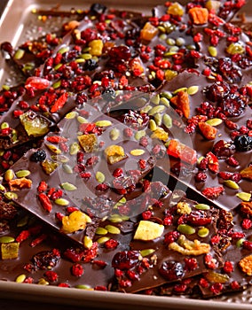 Vegan gluten free chocolate bark or fruit and nut chocolates