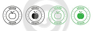 Vegan Green and Black Stamp Set. Vegetarian Food Labels. Organic Product for Vegan Symbol. Natural Food for Vegetarian