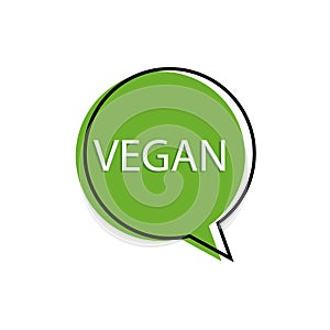 Vegan green speech bubble icon. Plant-based lifestyle veganism healthy diet. Vegan ecological icon