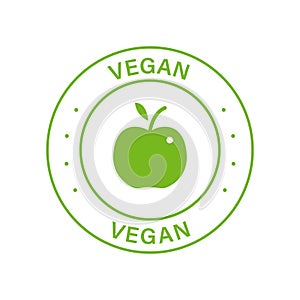 Vegan Green Stamp. Vegetarian Label. Organic Product for Vegan Symbol. Natural Food for Vegetarian Sign. Bio Healthy