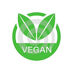 Vegan label badge vector icon in flat style. Vegetarian stamp il