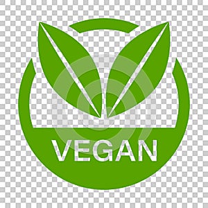 Vegan label badge vector icon in flat style. Vegetarian stamp il