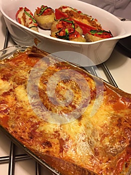 Vegan lasagna on the table