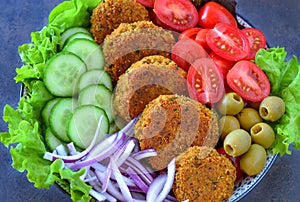 Vegan lebanese cuisine - Falafel with salad photo