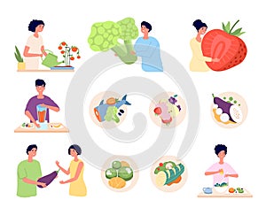 Vegan lifestyle. Organic food, isolated vegetarian nature product. Organic meal of eco farm, people eat antioxidant