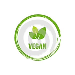 Vegan logo, organic bio logo or sign. Raw, healthy food badge, tag set for cafe, restaurants, products packaging. Vector vegan