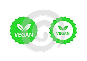 Vegan logos collection set, organic bio logos or signs. Raw, healthy food badges, tags set for cafe, restaurants