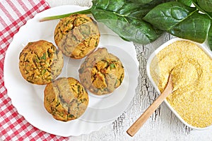 Vegan muffins with spinach