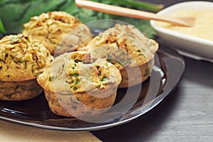 Vegan muffins with spinach