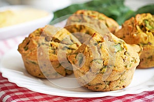Vegan muffins with spinach